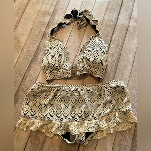 Bisou Bisou Two Piece Bathing Swim Suit Size L